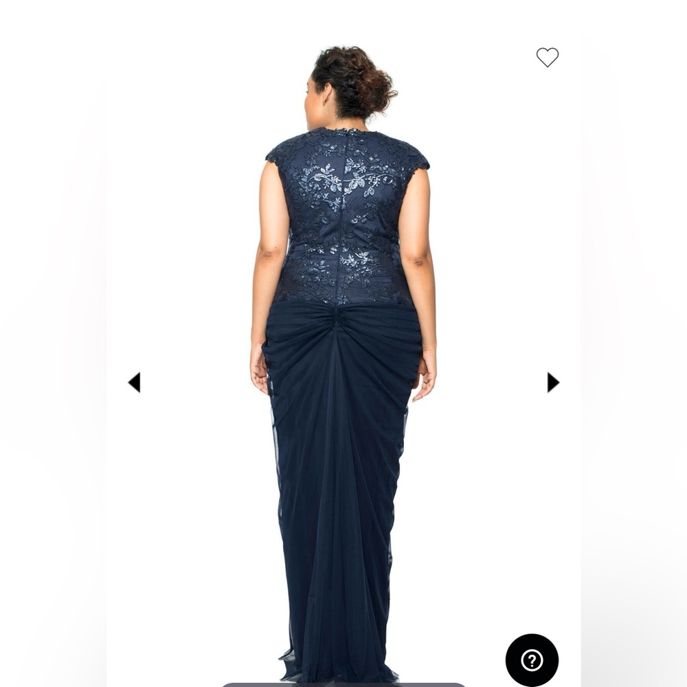 Tadashi Shoji Too Navy Embroidered Lace Evening Gown Tulle Skirt Size 16 Q   NWT - Picture 15 of 16